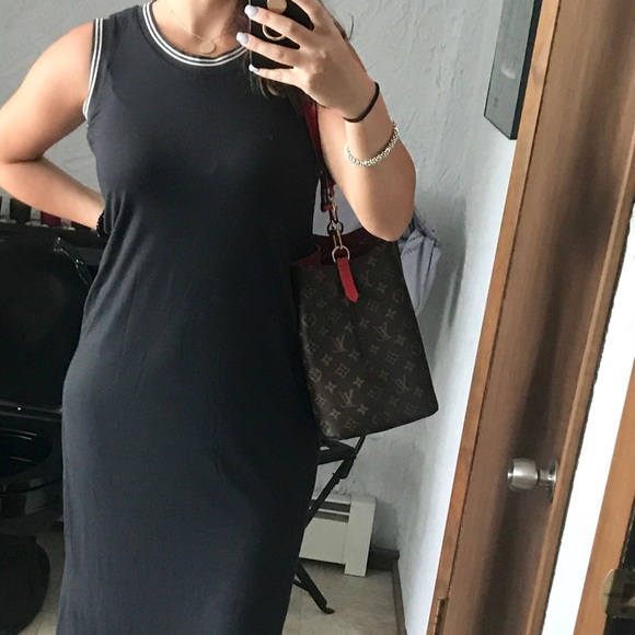 Charcoal grey Maxi with chic white stripe trim - Picture 8 of 8